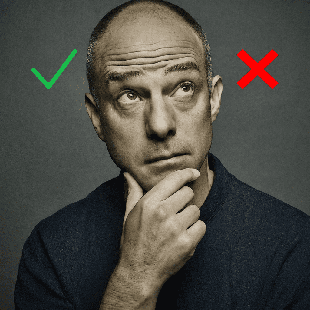 personne se demandant ce qui est vrai ou faux