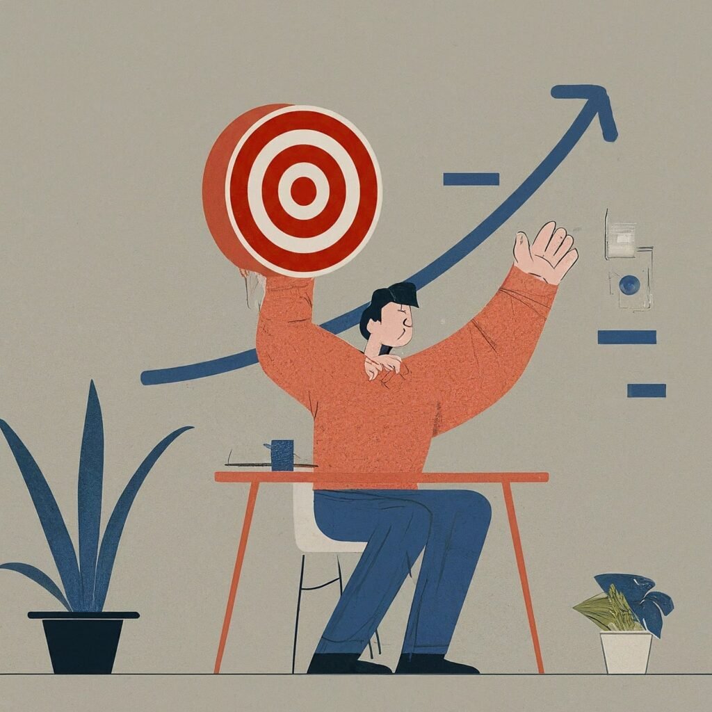 dessin d'une personne visant des objectif dans un bureau