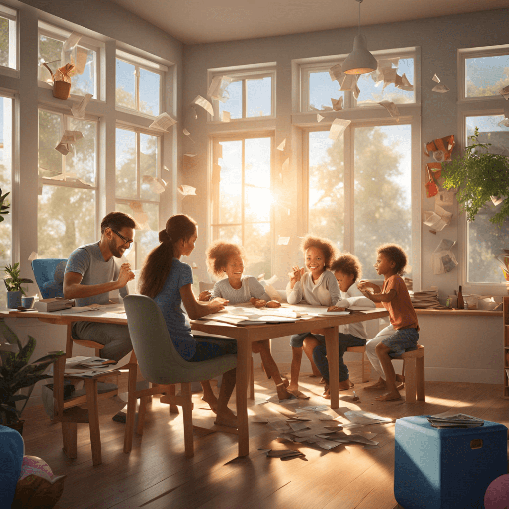 familly working from home