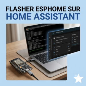 Carte ESP32 en cours de flash ESPHome pour Home Assistant