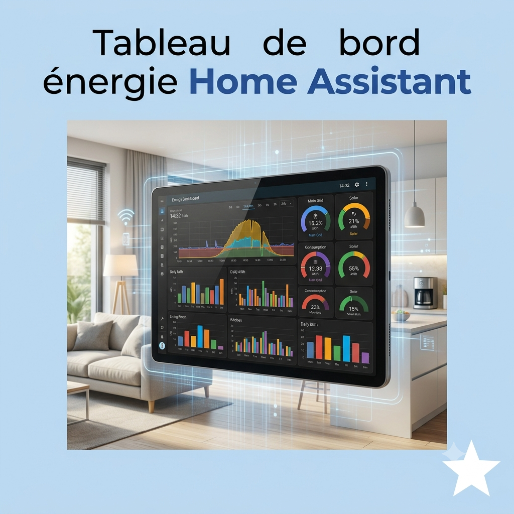 Tableau de bord énergie de Home Assistant affichant la consommation électrique