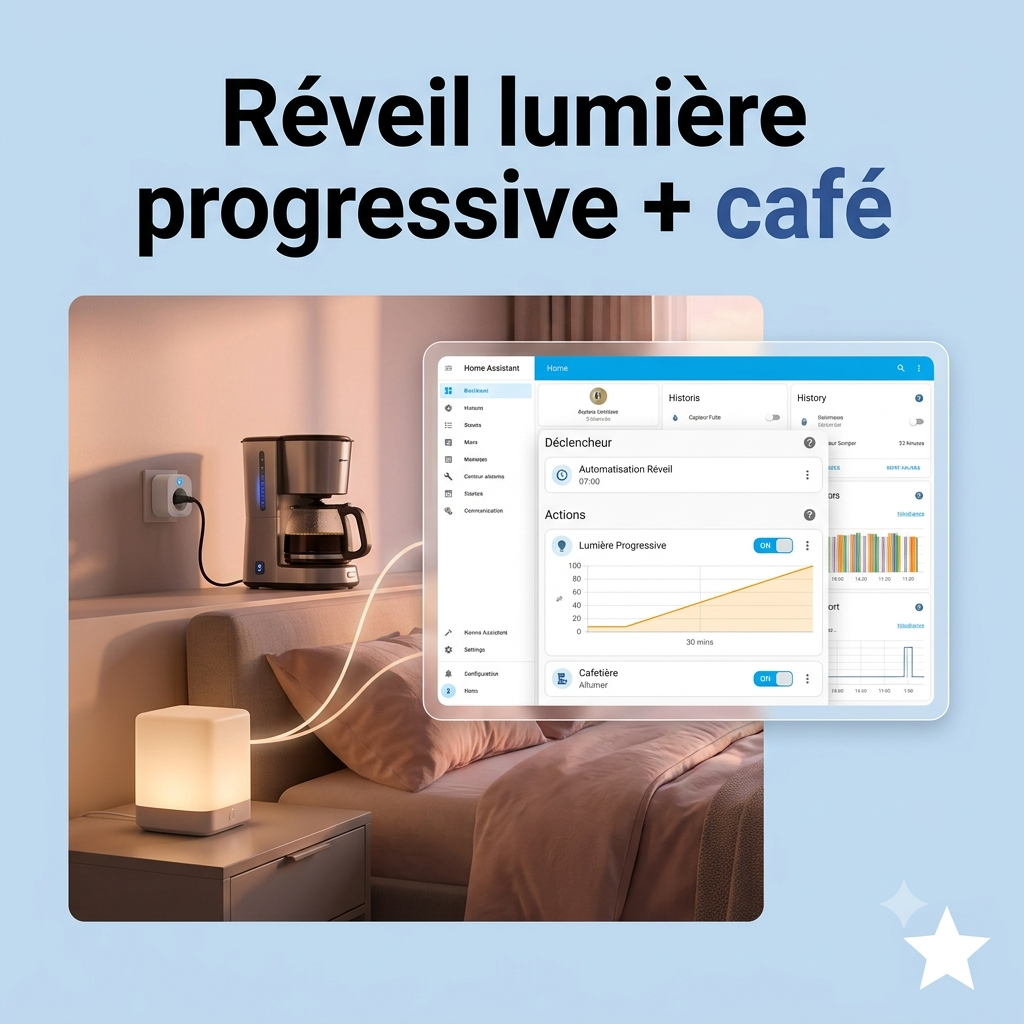 Scénario réveil Home Assistant avec lumière progressive et cafetière connectée