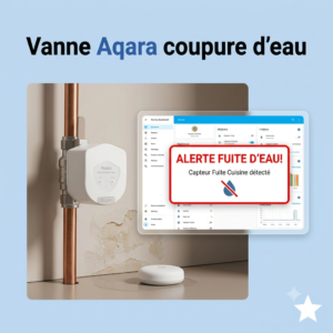 Vanne motorisée Aqara installée sur une arrivée d'eau pour coupure automatique avec Home Assistant