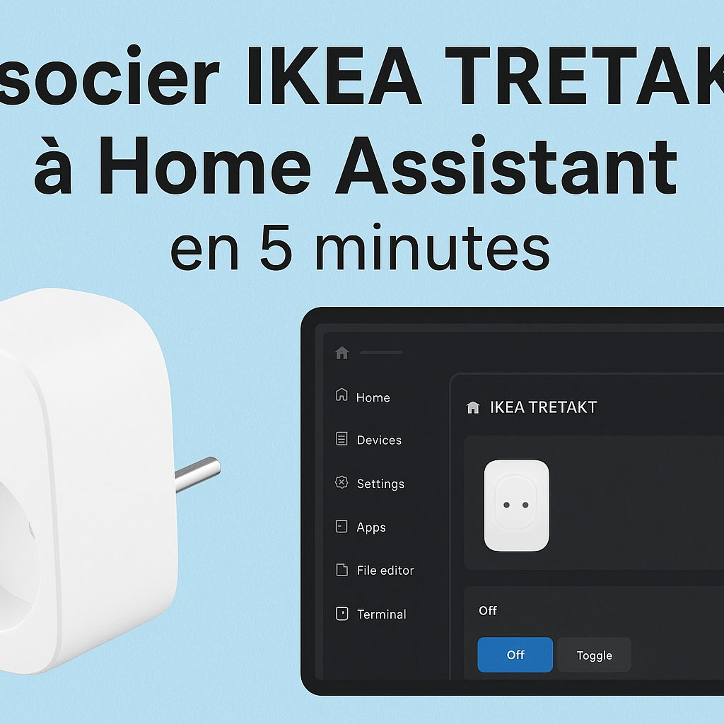 Prise connectée IKEA TRÅDFRI associée à l’application Home Smart pour contrôler un appareil à distance.
