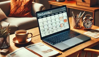 DALL·E 2025-03-09 11.52.54 – A cozy home office where a remote worker is adapting their work schedule with flexibility. The workspace includes a laptop displaying a calendar with DALL·E 2025-03-09 11.52.54 - A cozy home office where a remote worker is adapting their work schedule with flexibility. The workspace includes a laptop displaying a calendar with