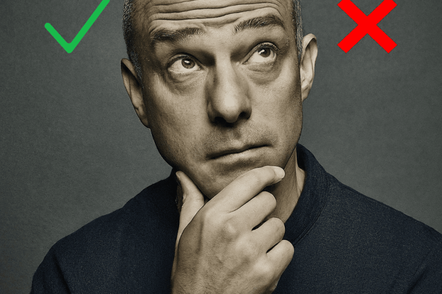 personne se demandant ce qui est vrai ou faux