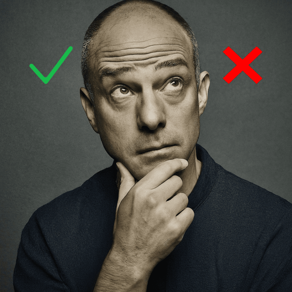 personne se demandant ce qui est vrai ou faux