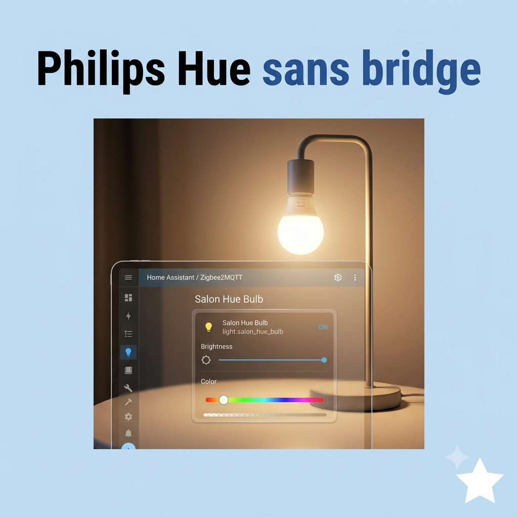 Ampoule Philips Hue appairée sans bridge directement via Zigbee2MQTT et Home Assistant