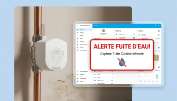 Vanne motorisée Aqara installée sur une arrivée d'eau pour coupure automatique avec Home Assistant