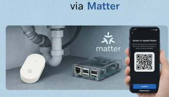 Installation d'un détecteur de fuite IKEA Matter avec Home Assistant : placement sous l'évier et appairage par QR code